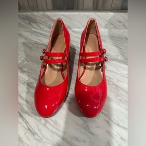Red Patent Leather Mary Jane Shoes